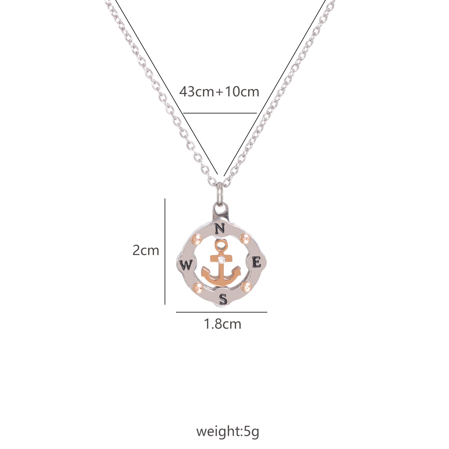 Mirror Stainless Steel Round Hollow Compass Pendant Necklace display picture 5