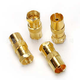 镀金螺纹英制F头公转RF母 英制射频转接头有线电视机顶盒转换头