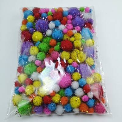 工厂幼儿手工 金葱毛球大小尺寸混色装毛球现货丙纶彩色小绒球