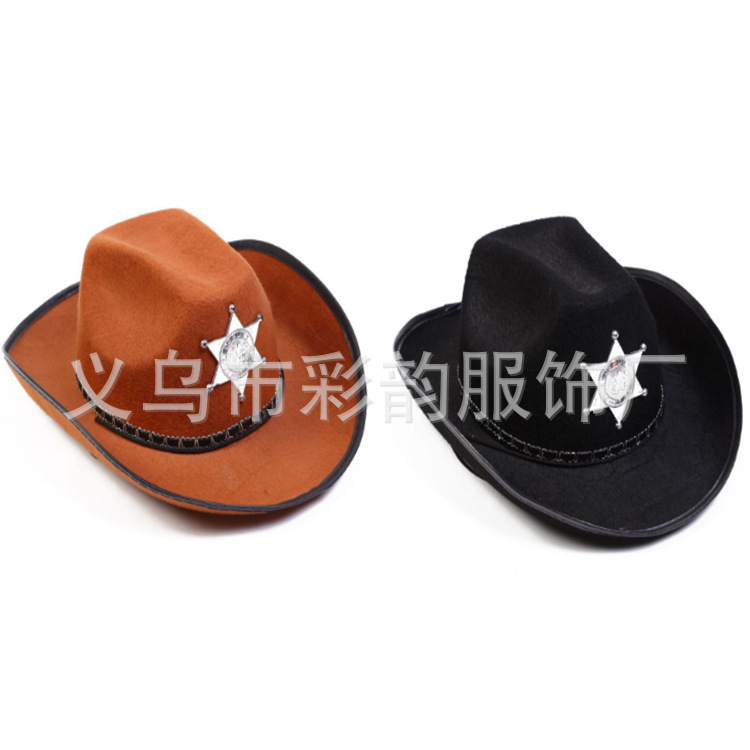 Fabricante directo de fieltro vaquero sombrero de estilo de cuero remaches decoración sombrero vaquero guapo sombrero vaquero occidental