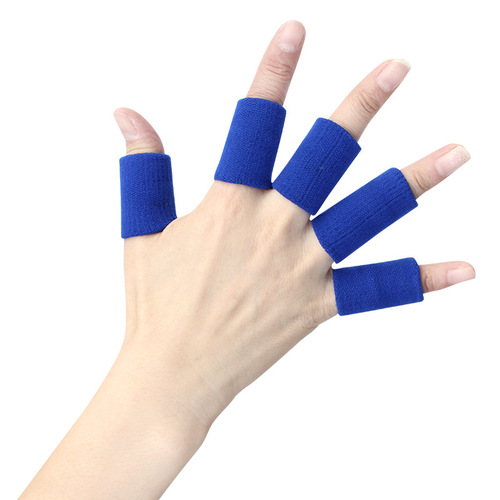 Direct Manufacturer Sales Basketball Finger Guard One Size Blue and Black Elastic Soft Breathable Sports Knit Finger Guard Supports Wholesale