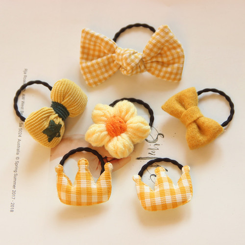 Baby hair tie and rubber band combination, bow children's hair accessories set, crown small hair tie, girls' hair tie