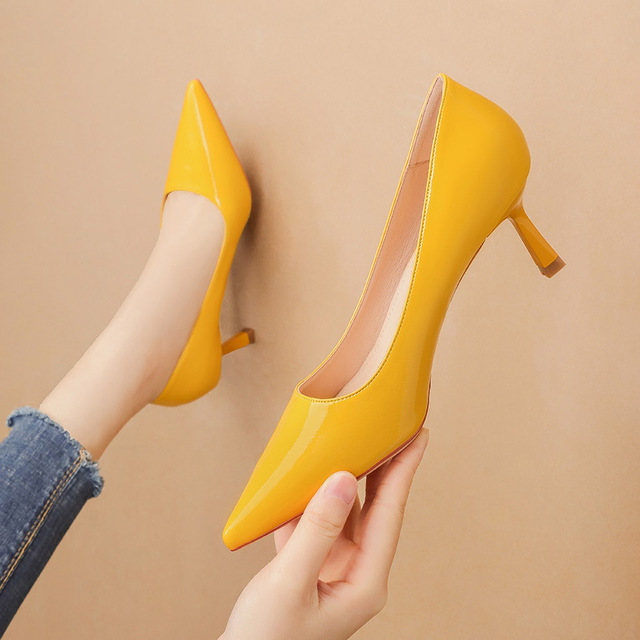 Fashion pointed shallow high heeled shoes slim sexy women’s single shoes banquet women’s shoes