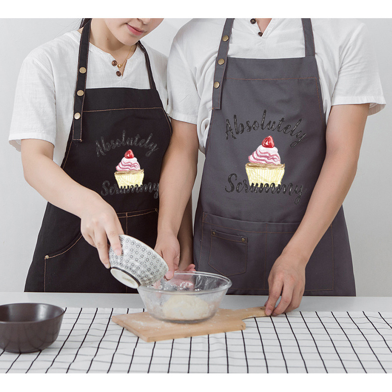 Estilo coreano moda hogar delantal cocina a prueba de aceite anti-fouling arte pintura pareja personalidad logotipo imprimible