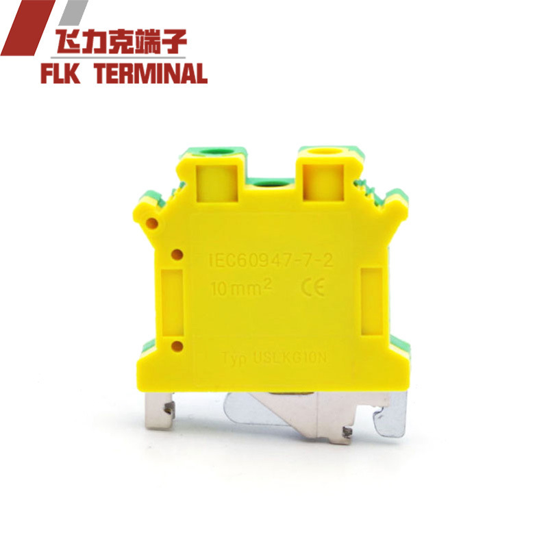 厂家直销 接地端子UK-10JD二次线轨道式黄绿端子USLKG10