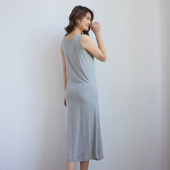 40-woven Japanese summer modal dress mid-length women's bottoming lining skirt sleeveless top loose vest skirt