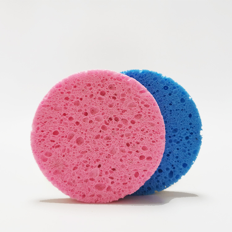 En stock al por mayor embalaje designado esponja de celulosa limpieza algodón pulpa de madera esponja limpieza puff pulpa de madera algodón cara lavado puff