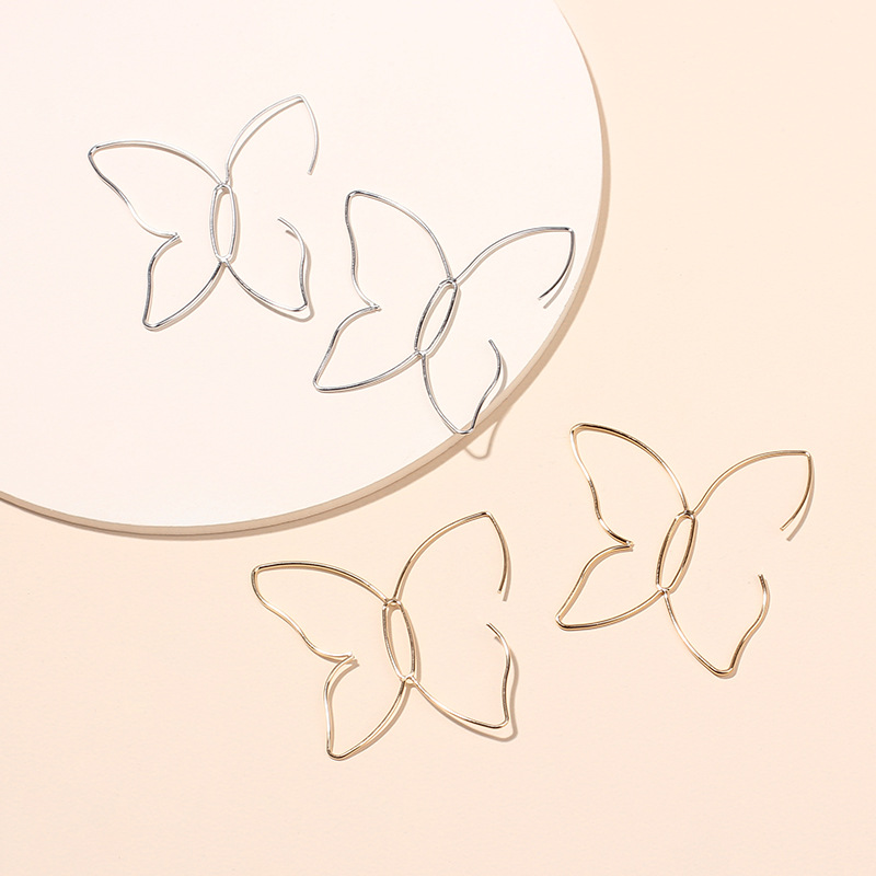 Fashion Simple  Butterfly Line Hollow Earrings Simple And Large  Earrings Wholesale Nihaojewelry display picture 2