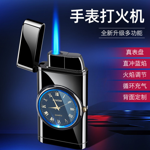 602 watch direct charging inflatable lighter real dial blue light multifunctional lighter personality