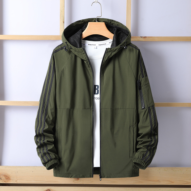 Adi Hooded Jacket Men's Spring and Autumn New Style Jacket Casual Three Bar Sports All-match