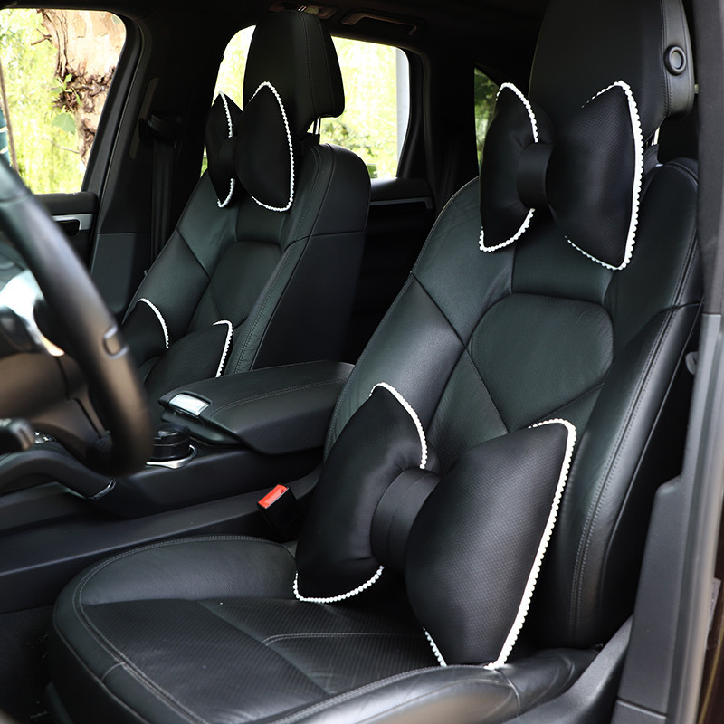 Car Headrest Cushion Cute Bow Summer Ice Silk Headrest Anti-fatigue Car Neck Pillow Waist Cushion For Women