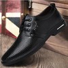 Black summer high casual footwear for leather shoes English style, breathable classic suit jacket, genuine leather