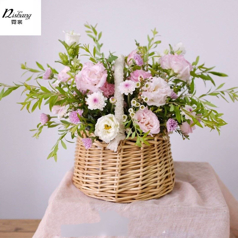 Woven handheld storage basket, handmade, lace dress