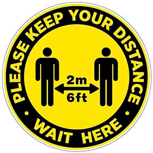 社交距离贴纸系列排队PVC人群控制地板圆贴KeepYour Distance标识