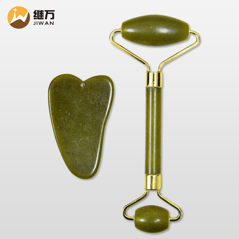 繼萬岫岩玉石美容器按摩面部滾輪按摩棒美容棒刮痧板刮痧片出口