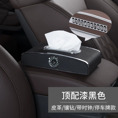 Box Napkin Box Sun Visor – Car tissue box/set - top-with-black-sittinghanging-dual-use-with-clock-stop-sign