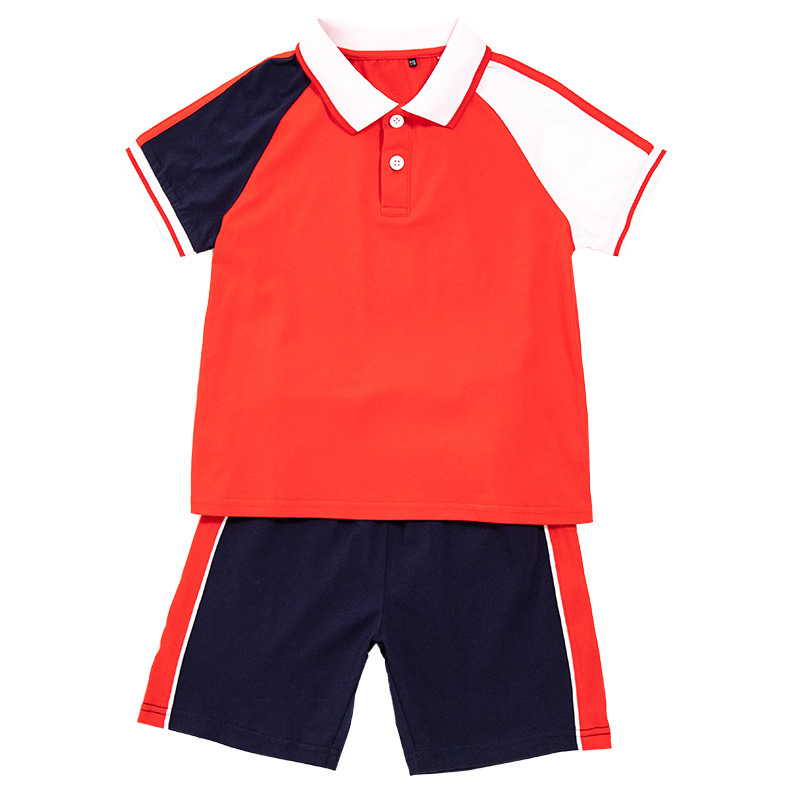 幼儿园园服夏季新款儿童校服短裤短袖红色小学生运动班服校服批发