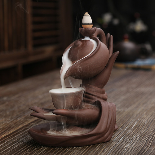 Cross-border new product Buddha hand hanging pot high flush backflow incense burner creative teapot backflow sandalwood incense burner home accessories decoration