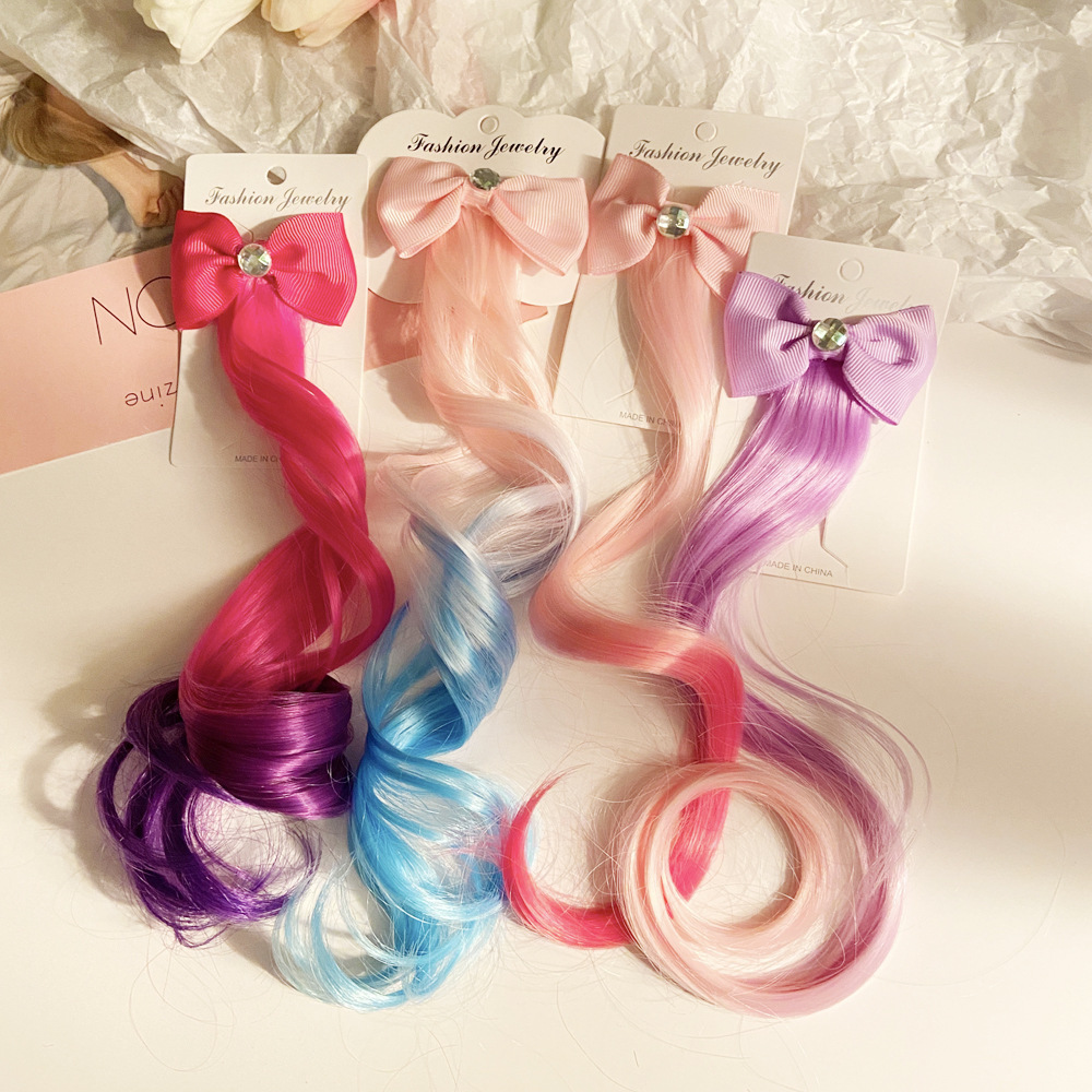 Bowknot Colorful Gradient Wig Clip Children's Headdress Wig Braid Head Lace Clip Ponytail Wholesale Nihaojewelry display picture 8