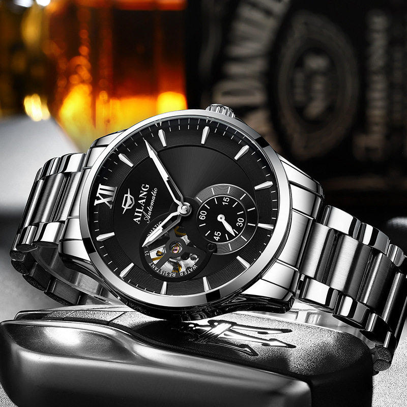 Ai Lang Watch Men's Business Steel Trendy White Special Forces Mechanical Watch Automatic Hollow Gear Men's Watch