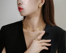 韩国大东门ins潮酷个性冷淡风耳环戒子欧美时尚流行叠戴链