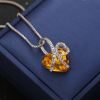 萱派 Foreign trade jewelry LOVE You FOREVER Ocean Heart of Peach Heart Crystal Clasized Clasm Claim Elberry Necklace Women