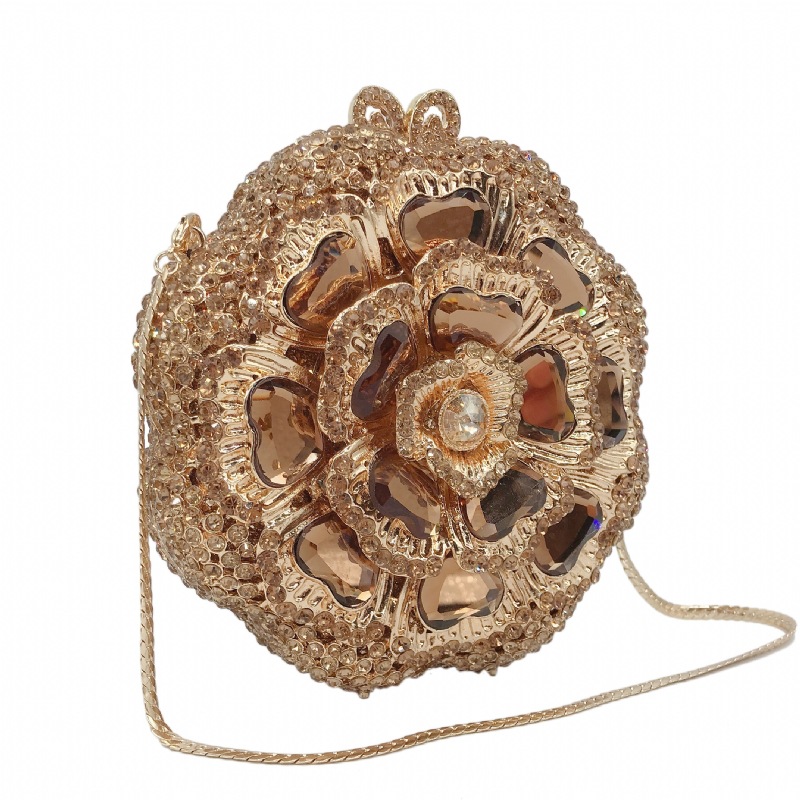 Túi clutch dạ hội kim loại đính kim cương, xách tay nữ thời trang dự tiệc — Màu đen, Đế Vàng Kim Cương, Nền vàng kim cương trắng, Màu bạc chi tiết 22