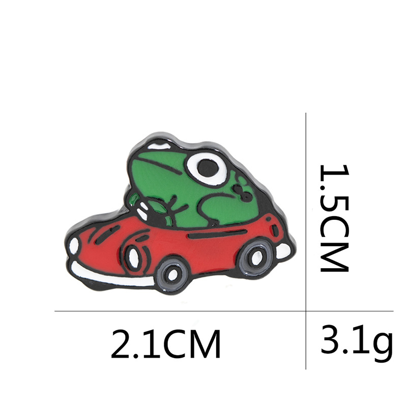 Cartoon Brooch Mini Naughty Frog Motoring Brooch display picture 1