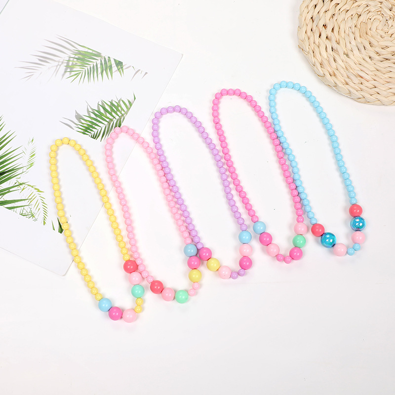廠家現貨批發DIY兒童手鏈項鏈套裝 夏季兒童公主彩色大小串珠手串