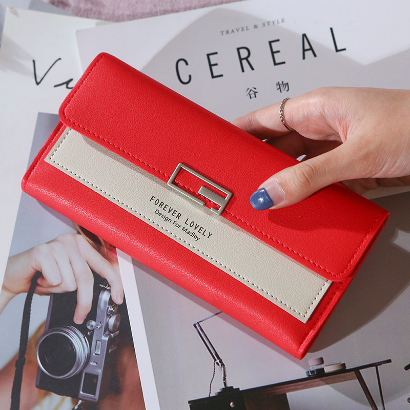 Factory direct long wallet ladies 2021 new three-fold clutch multi-functional PU leather purse wallet