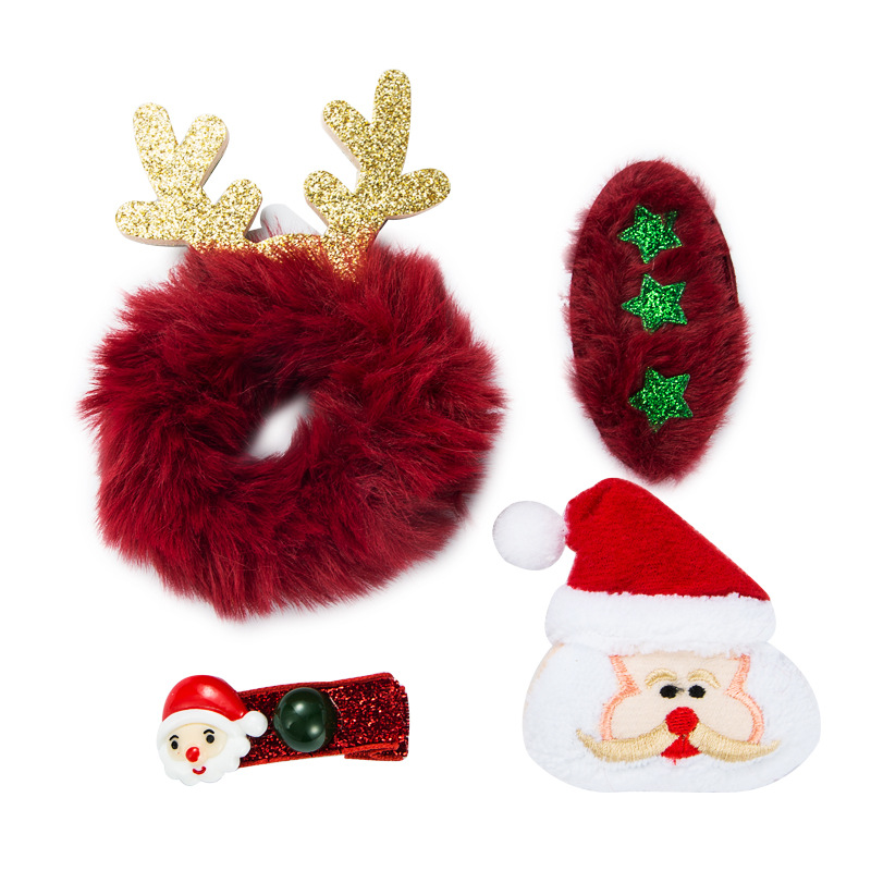 Navidad Santa Claus Elk Horquilla Horquilla Conjunto De Cuatro Piezas display picture 7