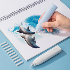 Getle Stationery 71073 Electric Eraser with Replaceable Rubber Core High-Gloss Sketch Art Electric Eraser