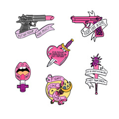 外貿創意個性字母彩條飾品胸針卡通創意愛心嘴唇口紅造型胸針徽章