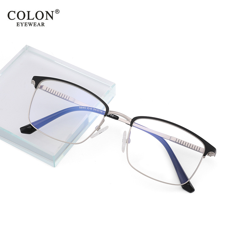 2020精英商务防蓝光不锈钢金属平光镜精致个性弹簧光学镜