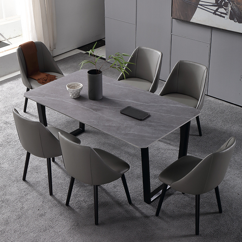岩板餐桌长方形简约现代大小户型别墅家用桌轻奢北欧餐桌椅组合