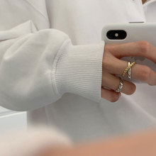 925纯银交叉金银麻花复古做旧指环简约欧美ins潮百搭开口戒指女