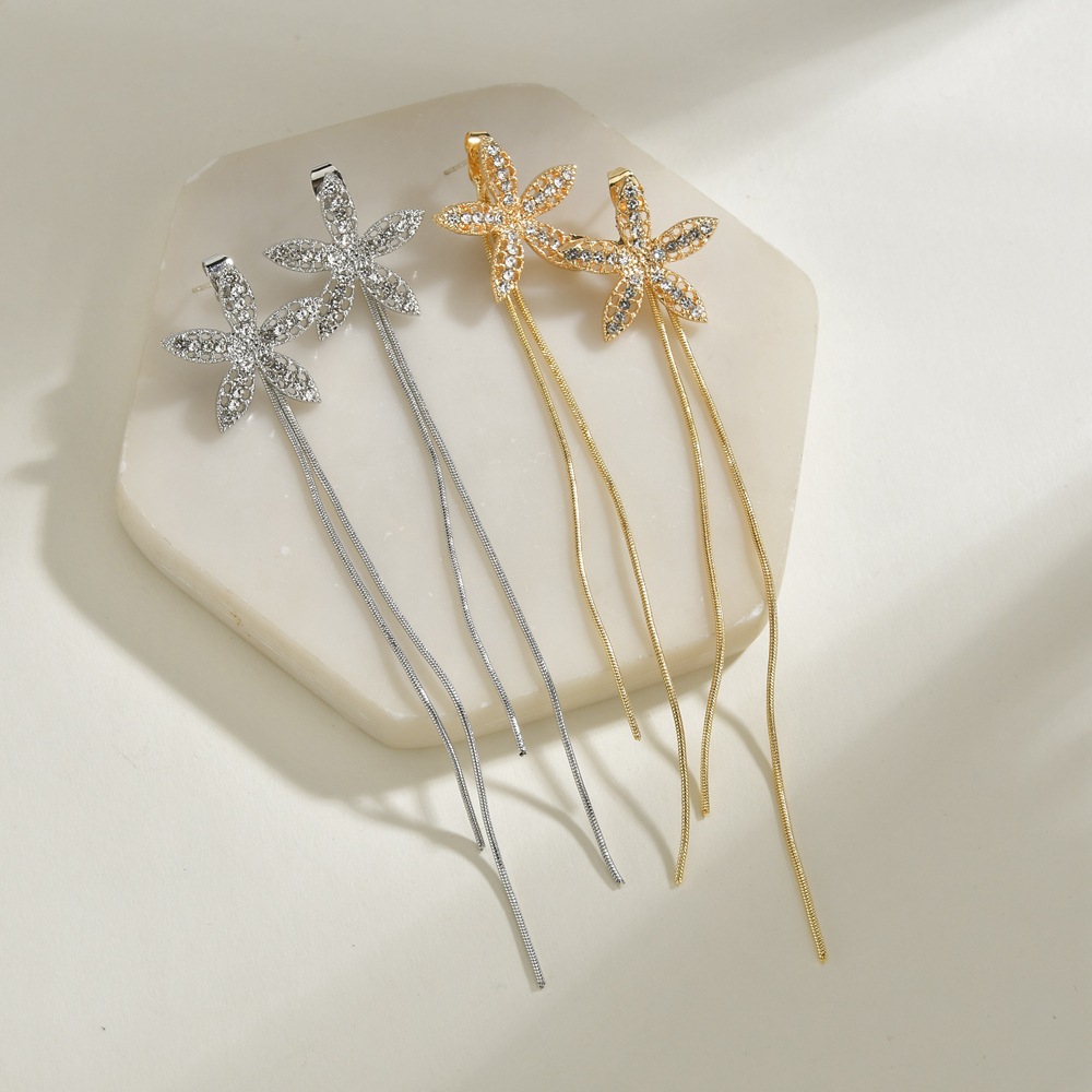 Wedding, Travel Occasion Simple Style Flower Plating Alloy Artificial Gemstones Drop Earrings
