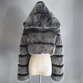 2020冬季新款欧美女式皮草外套短款人造毛狐狸毛皮草大衣厂家直销