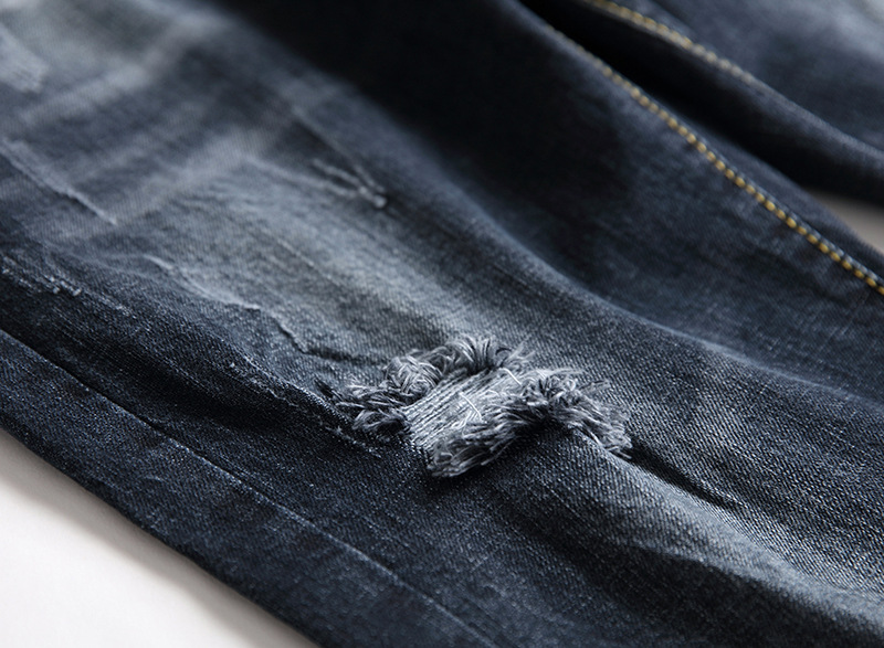 Jeans uomo strappati taglio dritto pantaloni denim casual moda_voghion.com