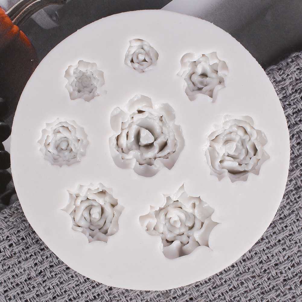 西点烘焙翻糖蛋糕8孔大小玫瑰花朵集合硅胶模具巧克力西点装饰模