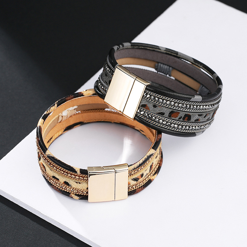 New Bohemian Hand-woven Leopard Magnetic Bracelet display picture 4