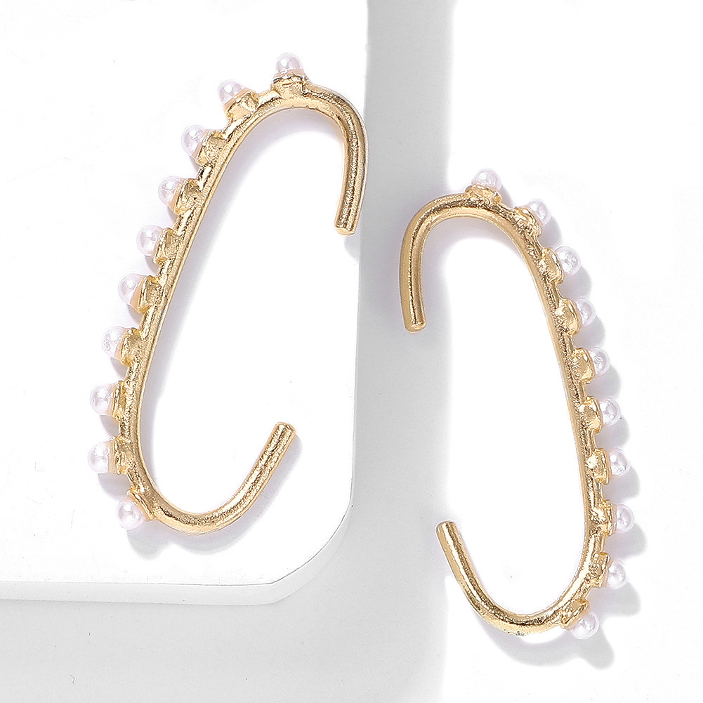 Fashion Needle Earrings Diamond Pearl Brooch Double Wearing Paper Clip Earrings Wholesale Nihaojewelry display picture 4