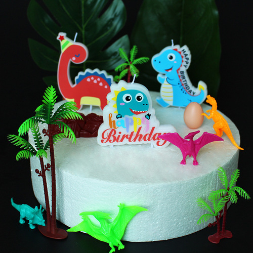 Copyright New Forest Dinosaur Candle Baked Cake Cartoon Tyrannosaurus Rex Brachiosaurus Paraffin Birthday Letter Candle