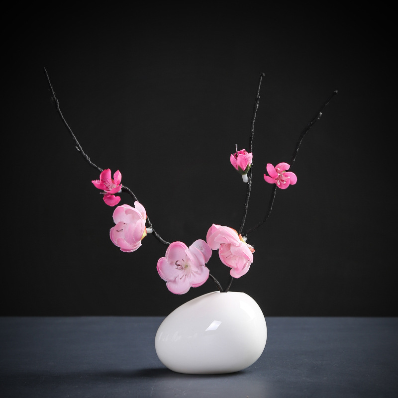 Winjiang simple porcelana blanca seca florero decoración mini blanco cerámica Arreglo de La Flor mesa de té decoración hidropónica flor