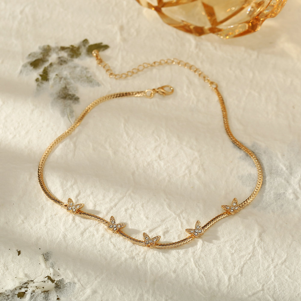 hip-hop rhinestone butterfly pendant insect necklace