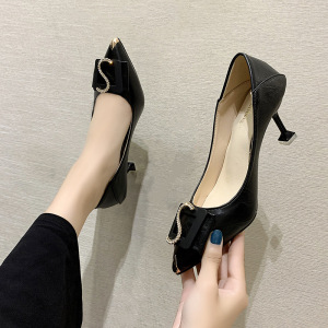 两穿高跟鞋女2021新款女鞋秋冬季浅口婚鞋韩版尖头单鞋女厂家批发