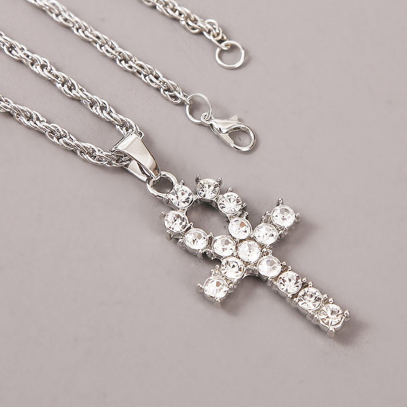 Korean Creative Simple Rhinestone Long Cross Necklace Hip-hop Pendant Jewelry Wholesale Nihaojewelry display picture 10