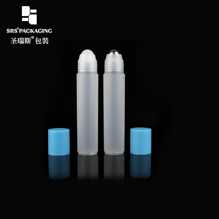 35ml本色蒙砂瓶身配天蓝色盖子 厂家现货生发水走珠瓶