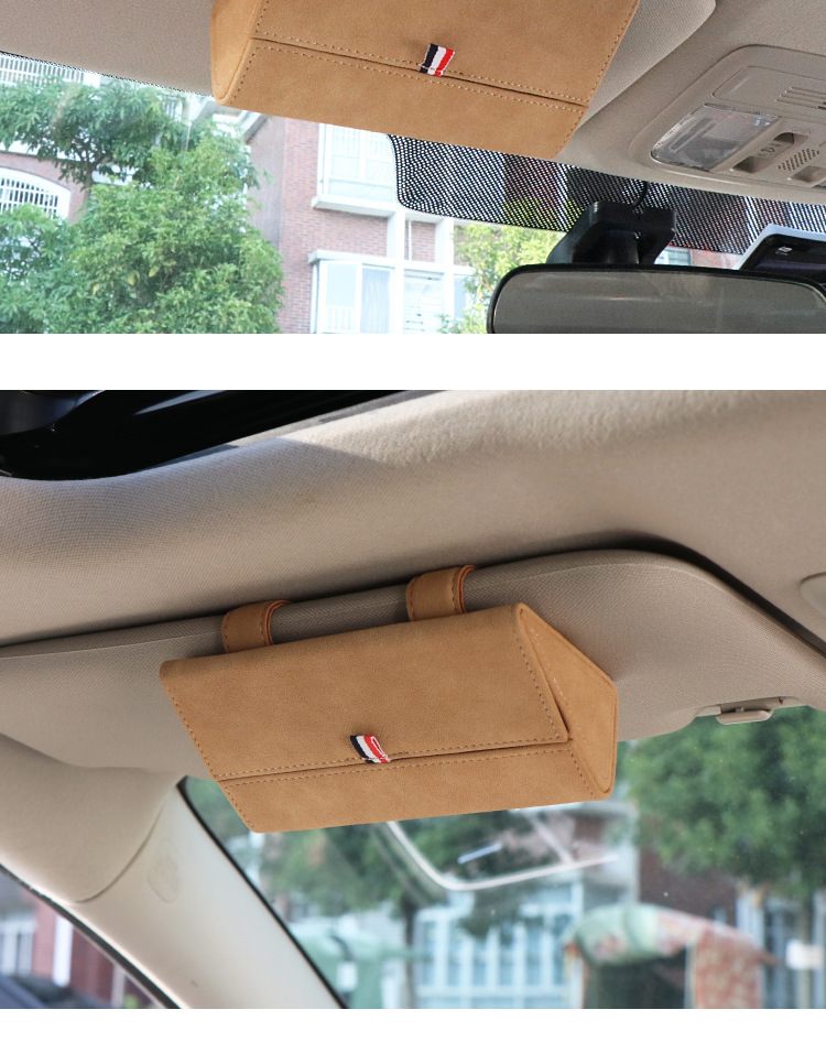 High-End Multifunctional Car Glasses Holder, Leather Car Sun Visor Storage Box, Car Sunglasses Holder
