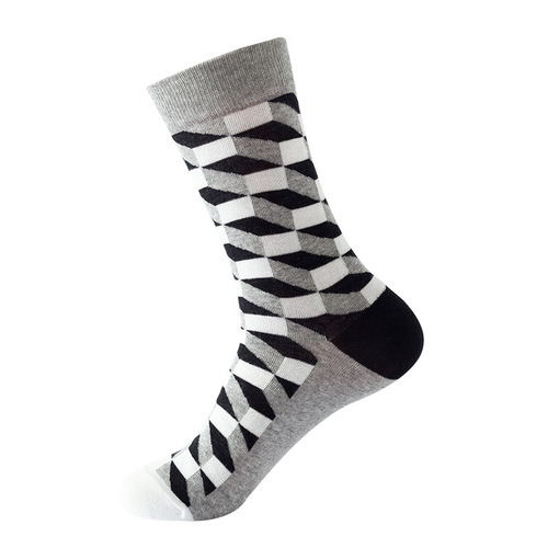Amazon Trendy Socks Geometric Diamond Ins Versatile Medium Cuff Socks for Women Spring and Summer New Cotton Socks for Men Wholesale